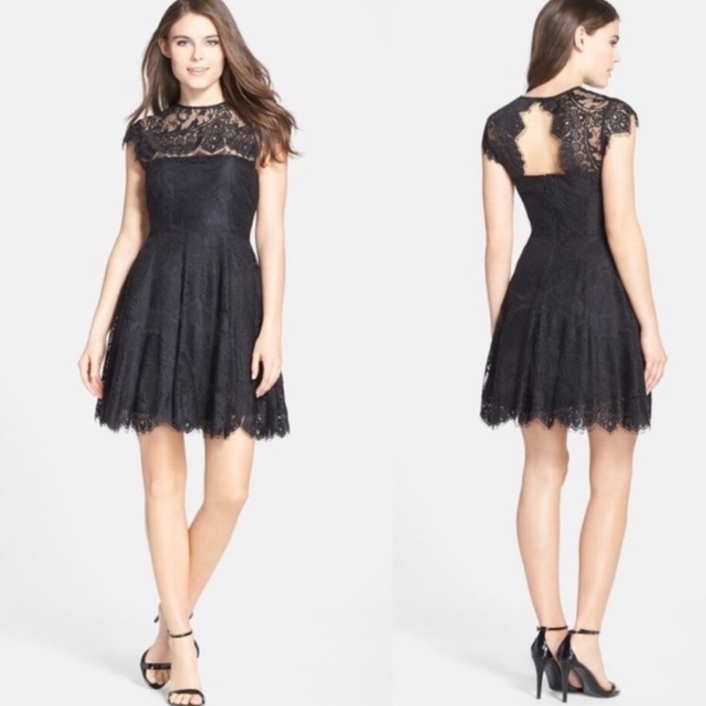 BB Dakota Black Lace Rihanna Fit & Flare Dress